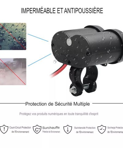 Chargeur de téléphone USB étanche 12V allume-cigare