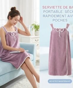 Serviette de bain portable, sèche rapidement avec poches – White Studio image