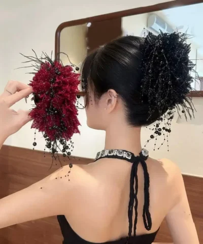 Pince à cheveux à fleurs scintillantes, accessoire de coiffure polyvalent et tendance
